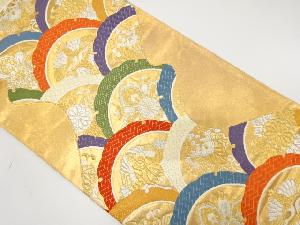 アンティーク　青海波に桐・向かい鶴模様織り出し袋帯（着用可）